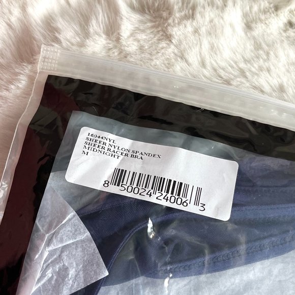 NWT Adam Selman Sport Sheer Racer Bra in Midnight Blue Size Medium - Picture 9 of 10